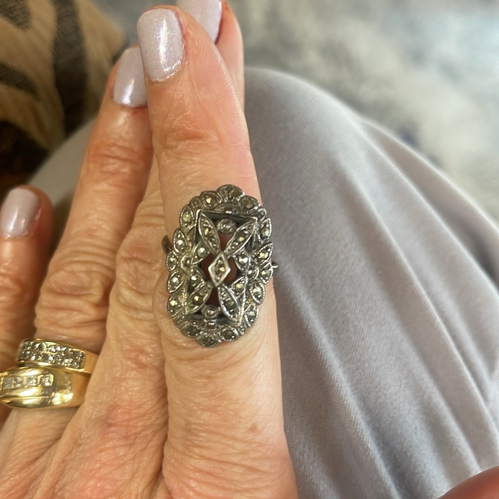 Vintage Statement Ring Sterling Silver, Beautiful… - image 5